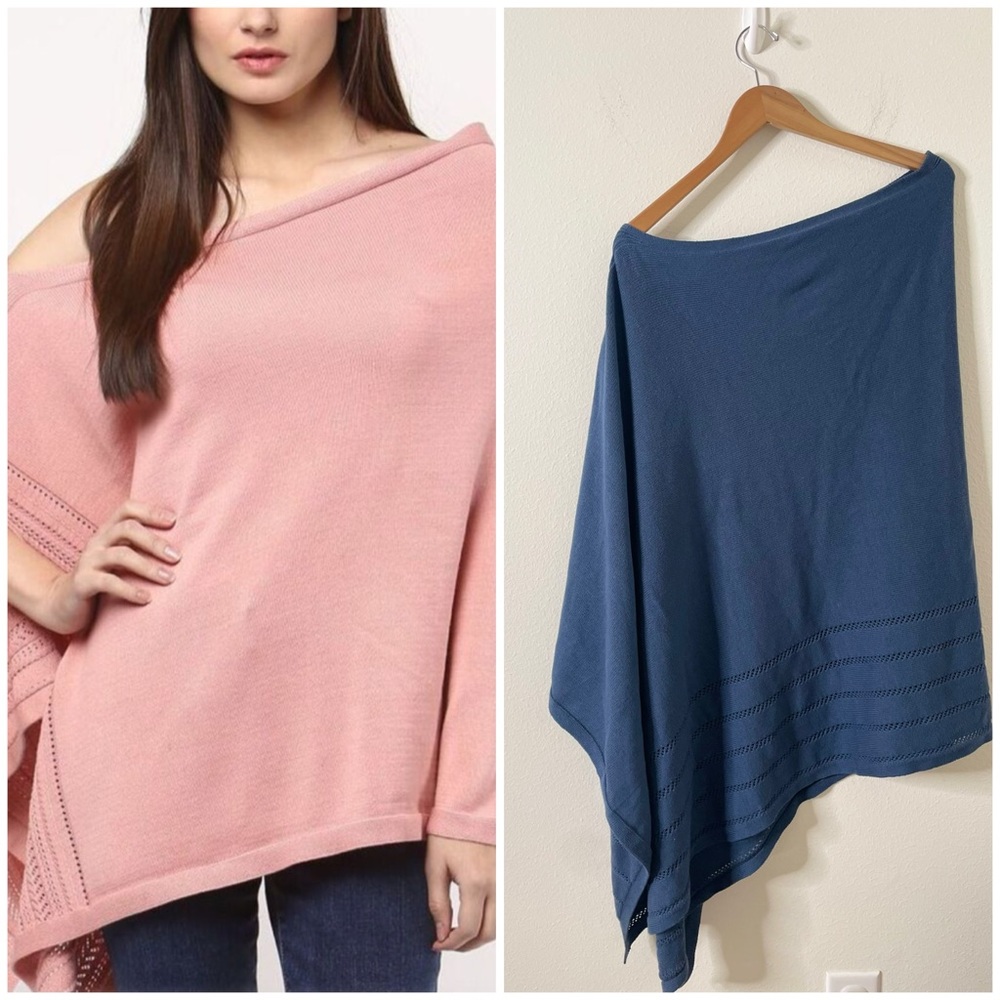 Darzzi 100% cotton‎ poncho with beautiful knit detail